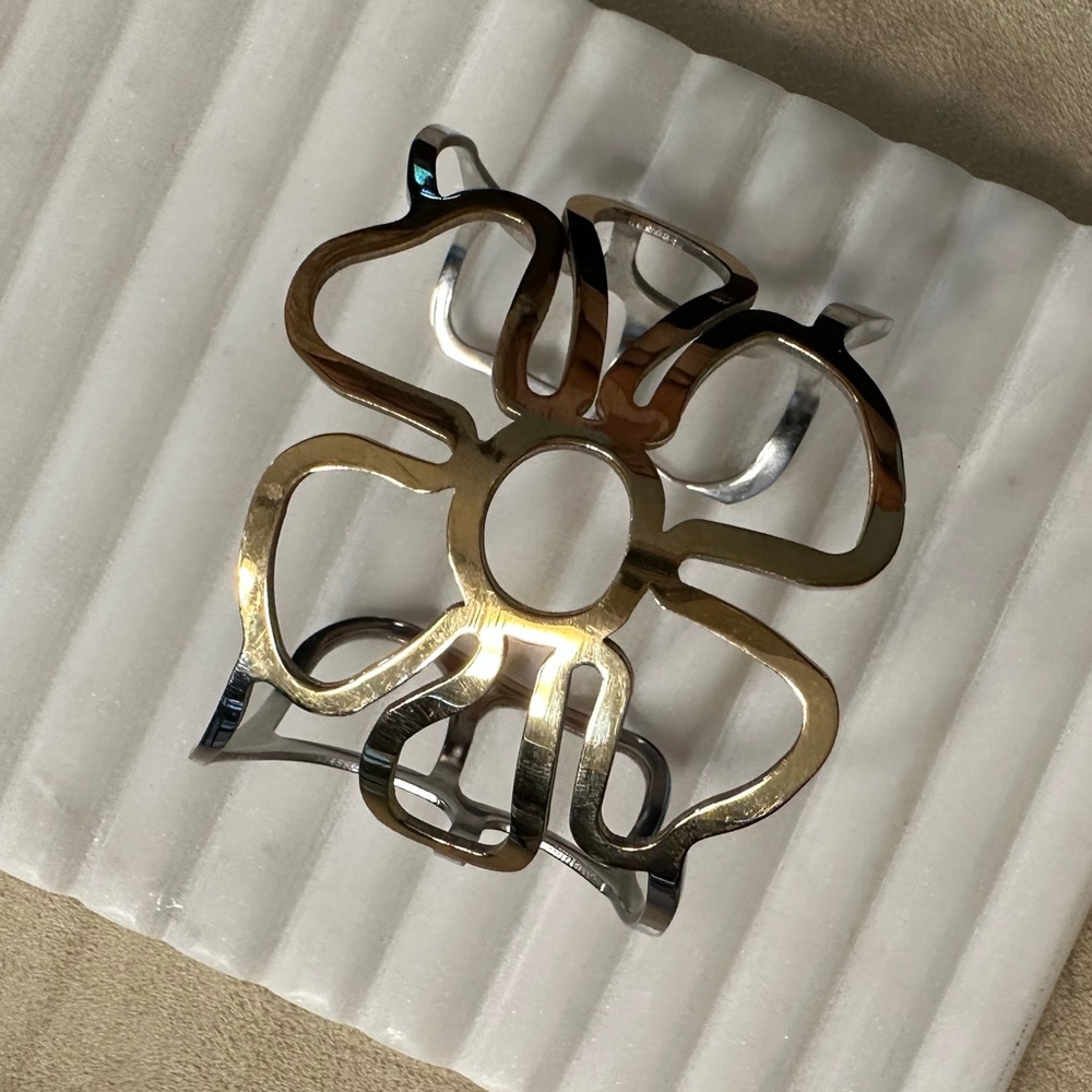 Stainless Steel Gold & Silver Flower Bracelet